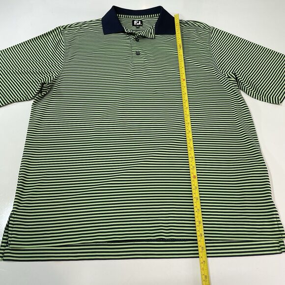 FJ Footjoy Polo Tour Shirt Men's Striped Blue Green Golf Short Sleeve Stretch M - Picture 4 of 7